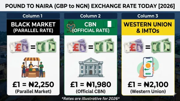 Pound to Naira Rate Today 2026 — Black Market, CBN and Western Union GBP to NGN