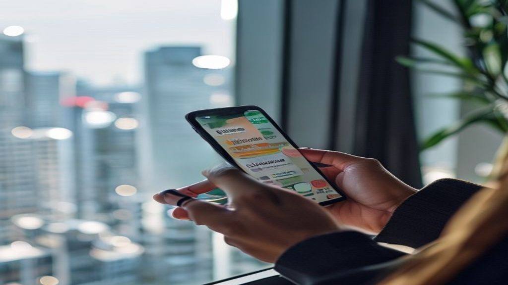 Hands holding smartphone with Glo Café app