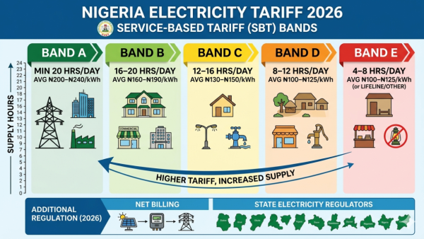 Electricity Tariff Nigeria 2026 — Band A to E Rates, What They Mean and Who Pays What