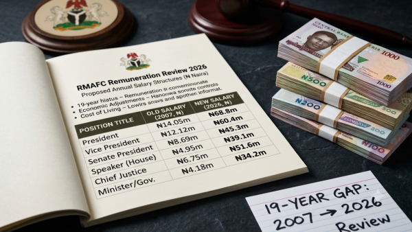 RMAFC Salary Review 2026: Tinubu, Governors, Senators and Ministers’ New Pay — First Review Since 2007
