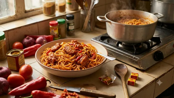 Nigerian Jollof Spaghetti Recipe: How to Cook Jollof Spaghetti Step by Step